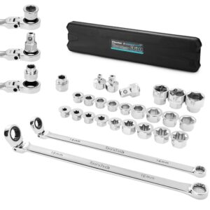 DURATECH 27PCS Extra Long Flex Head Ratcheting Wrench Set
